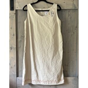 Women's Vintage Disney Store 90s Y2K Winnie the Pooh Dress Sz M Linen Cotton Tan